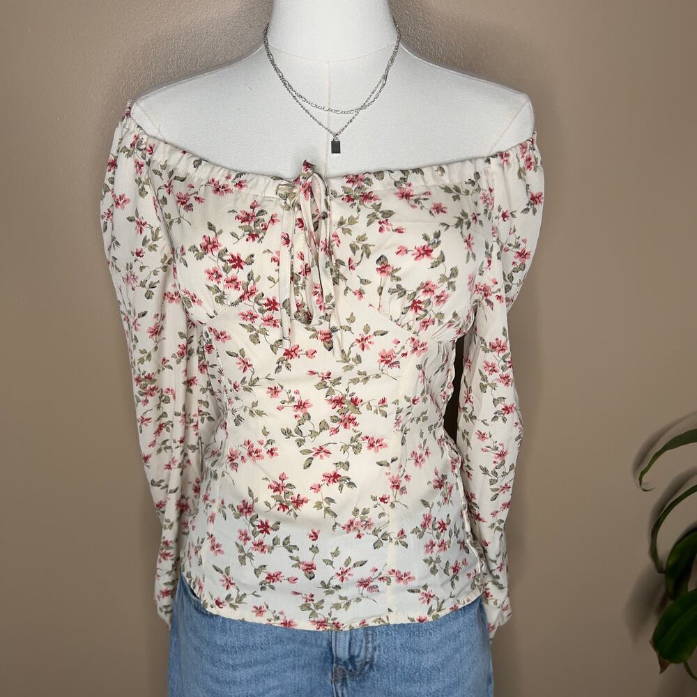 Floral Milkmaid Off Shoulder Blouse Size XS Romantic Coquette